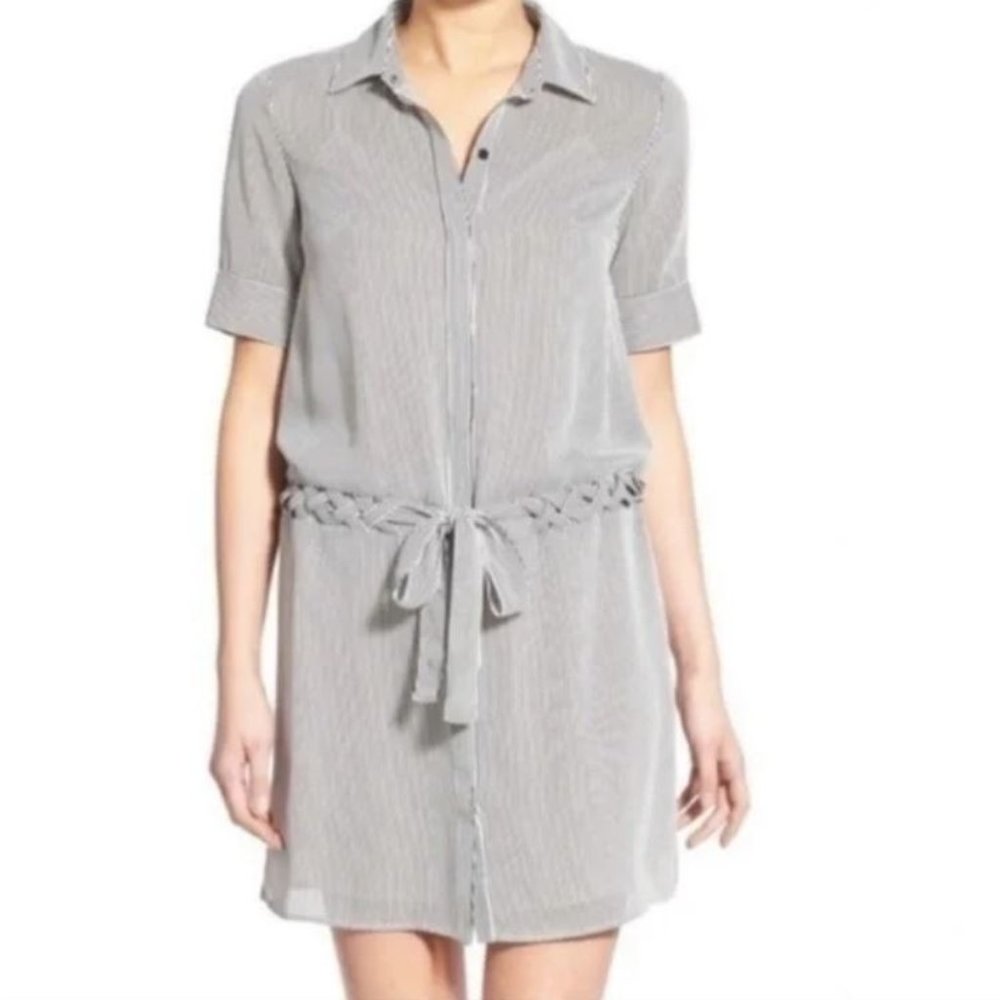 Bailey/44 Black/White Stripe Shirtdress - L
